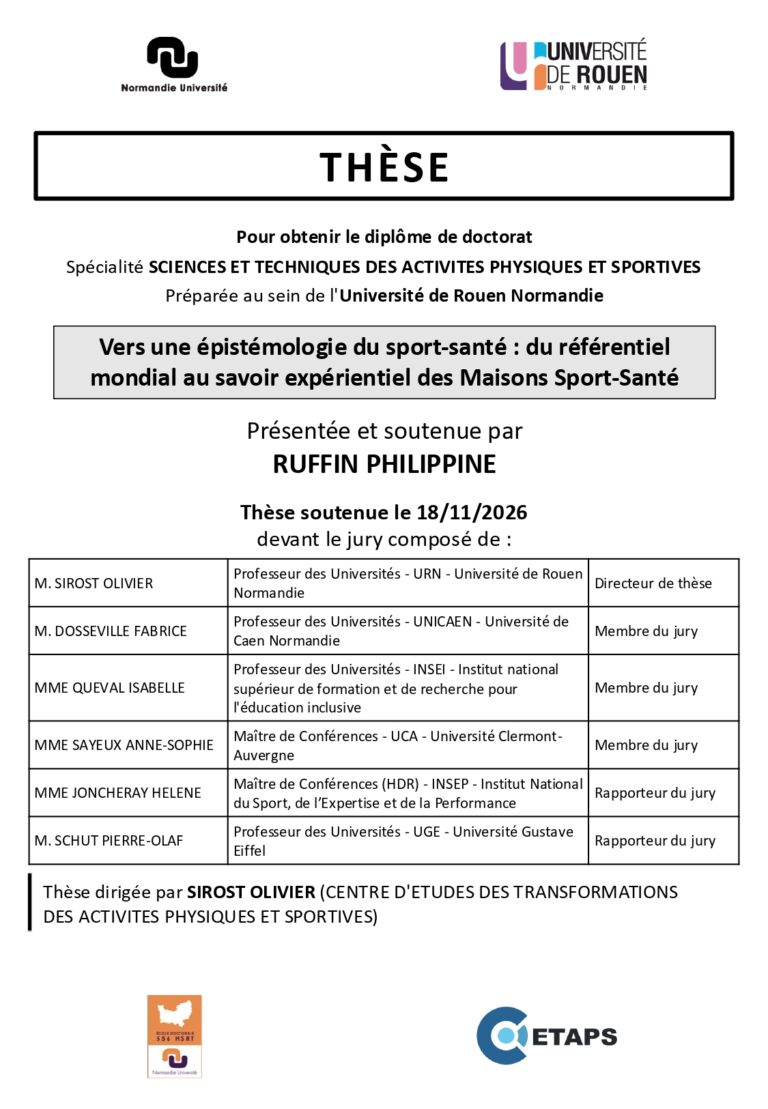 Lire la suite à propos de l’article Soutenance de thèse de Philippine Ruffin